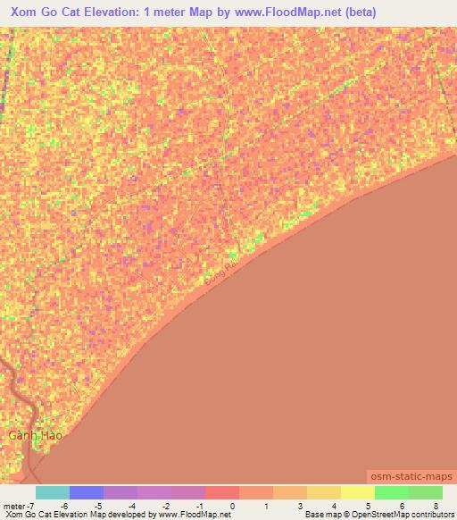 Xom Go Cat,Vietnam Elevation Map