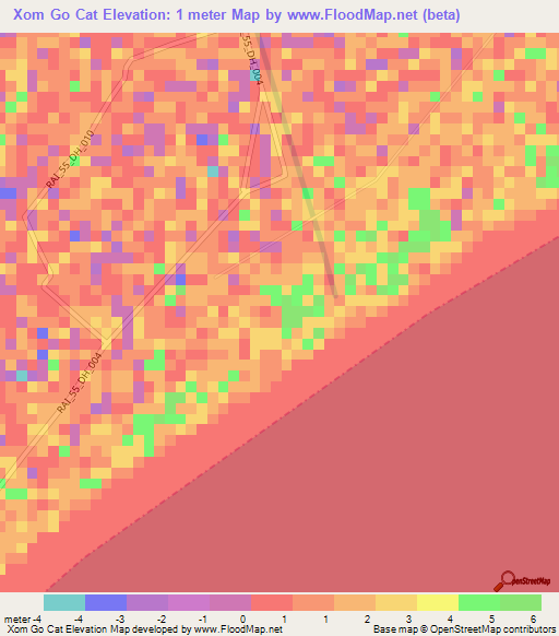 Xom Go Cat,Vietnam Elevation Map