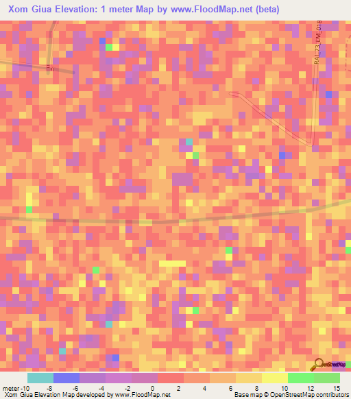 Xom Giua,Vietnam Elevation Map