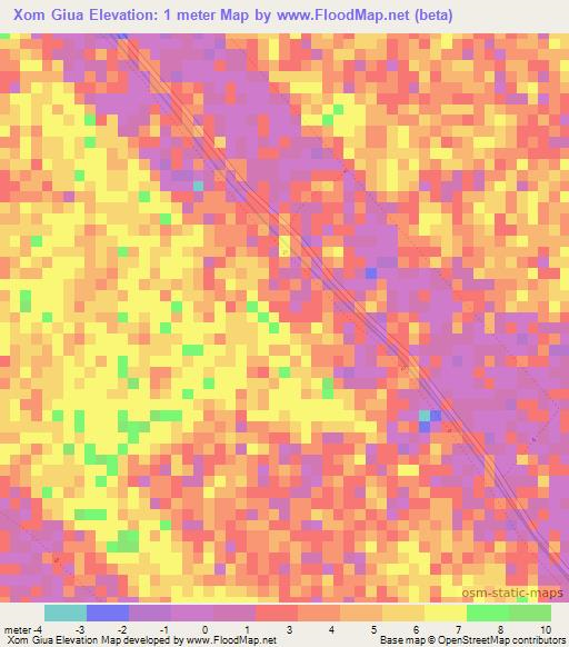 Xom Giua,Vietnam Elevation Map