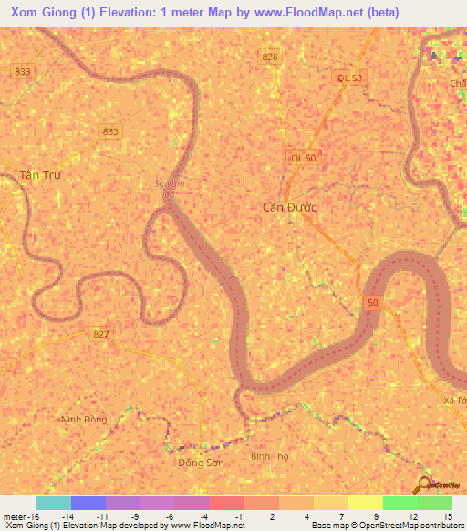 Xom Giong (1),Vietnam Elevation Map