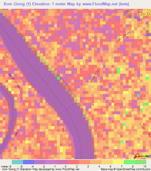 Xom Giong (1),Vietnam Elevation Map