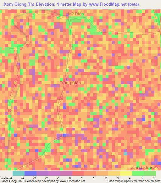 Xom Giong Tra,Vietnam Elevation Map