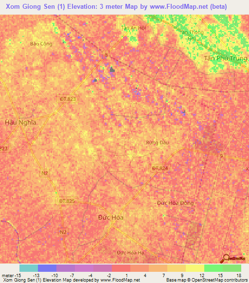 Xom Giong Sen (1),Vietnam Elevation Map