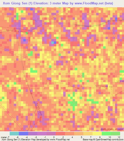 Xom Giong Sen (1),Vietnam Elevation Map