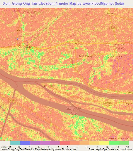 Xom Giong Ong Tan,Vietnam Elevation Map