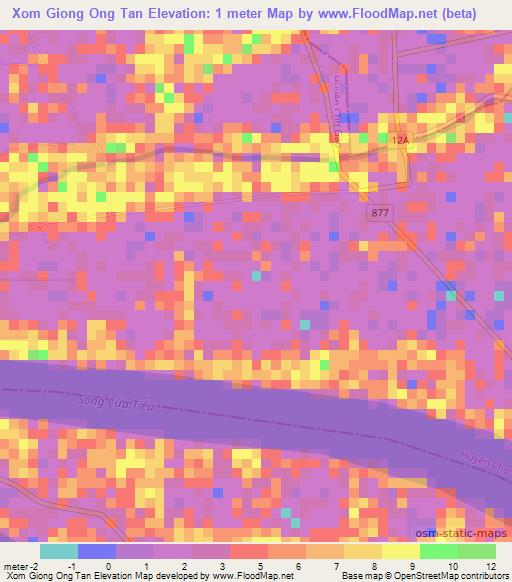 Xom Giong Ong Tan,Vietnam Elevation Map