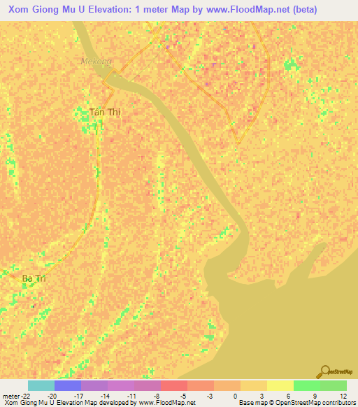 Xom Giong Mu U,Vietnam Elevation Map