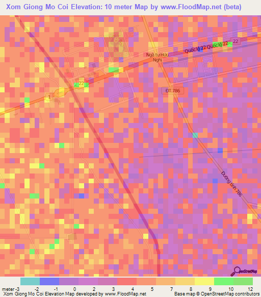 Xom Giong Mo Coi,Vietnam Elevation Map