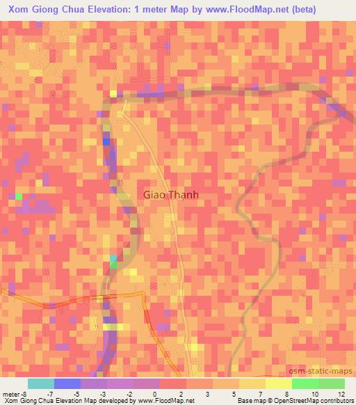 Xom Giong Chua,Vietnam Elevation Map