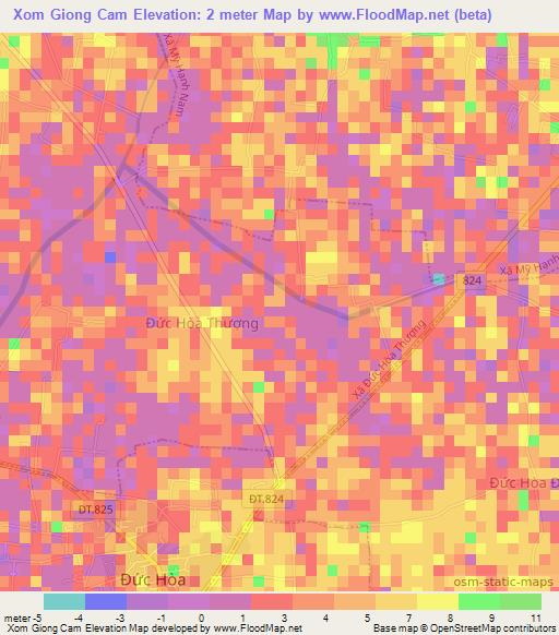 Xom Giong Cam,Vietnam Elevation Map