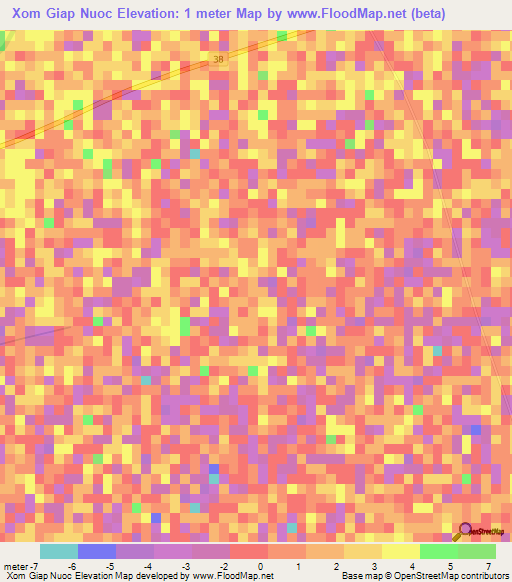 Xom Giap Nuoc,Vietnam Elevation Map