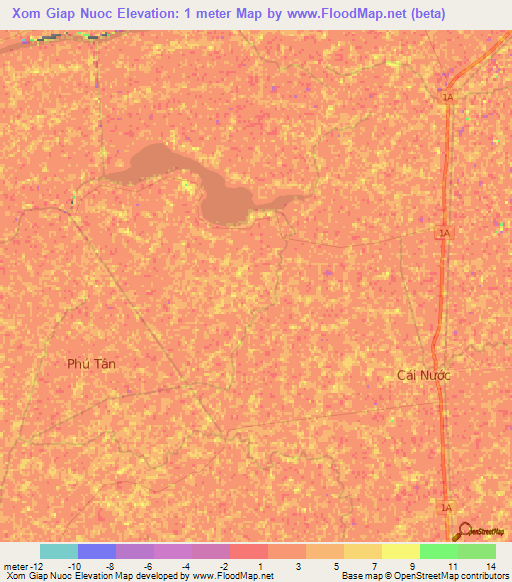 Xom Giap Nuoc,Vietnam Elevation Map