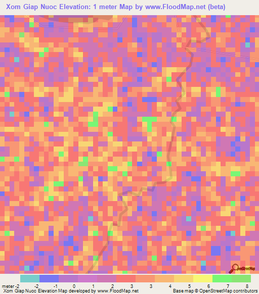 Xom Giap Nuoc,Vietnam Elevation Map