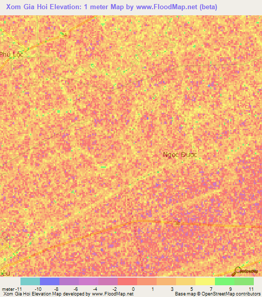 Xom Gia Hoi,Vietnam Elevation Map