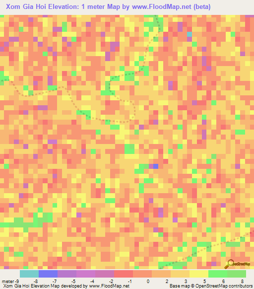 Xom Gia Hoi,Vietnam Elevation Map