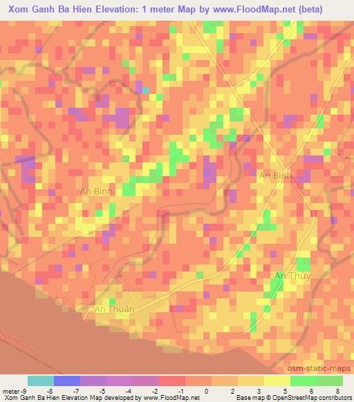 Xom Ganh Ba Hien,Vietnam Elevation Map