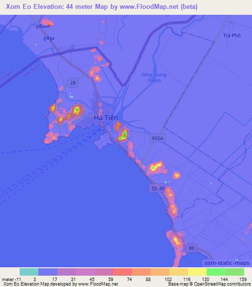 Xom Eo,Vietnam Elevation Map