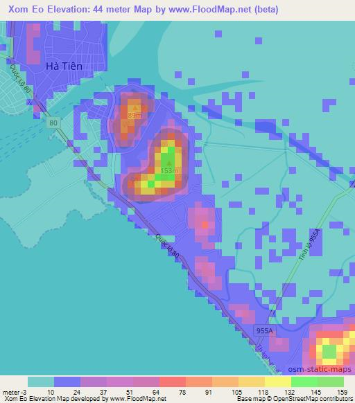 Xom Eo,Vietnam Elevation Map