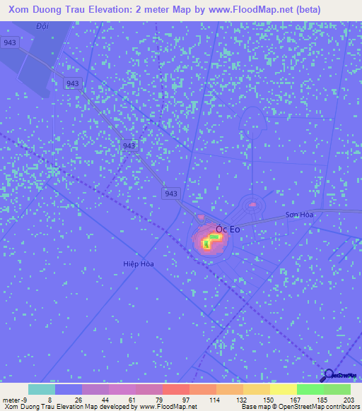 Xom Duong Trau,Vietnam Elevation Map