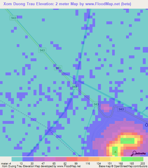 Xom Duong Trau,Vietnam Elevation Map