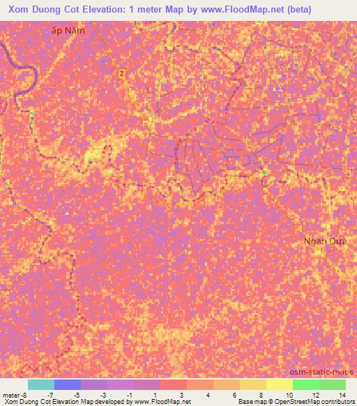 Xom Duong Cot,Vietnam Elevation Map