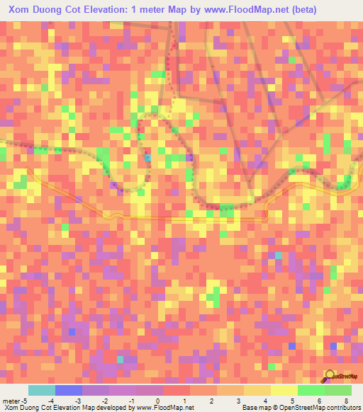 Xom Duong Cot,Vietnam Elevation Map