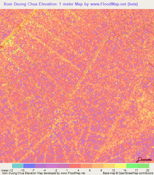 Xom Duong Chua,Vietnam Elevation Map