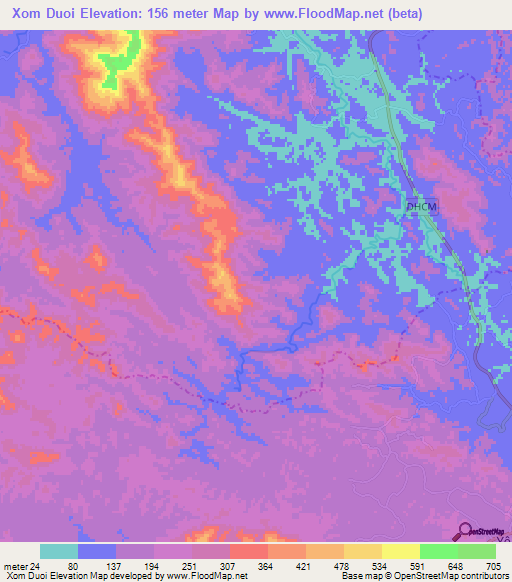 Xom Duoi,Vietnam Elevation Map