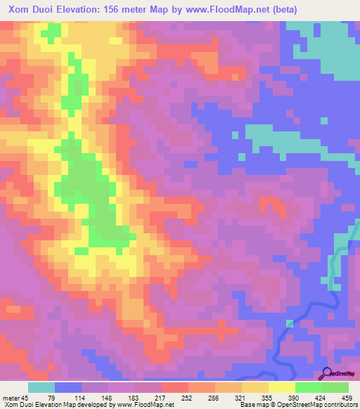 Xom Duoi,Vietnam Elevation Map