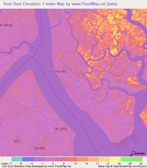 Xom Duoi,Vietnam Elevation Map