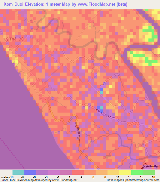 Xom Duoi,Vietnam Elevation Map