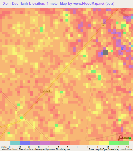 Xom Duc Hanh,Vietnam Elevation Map