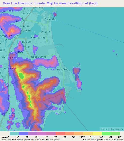 Xom Dua,Vietnam Elevation Map