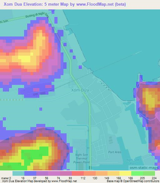 Xom Dua,Vietnam Elevation Map