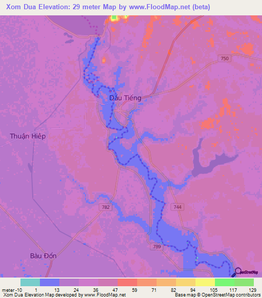 Xom Dua,Vietnam Elevation Map