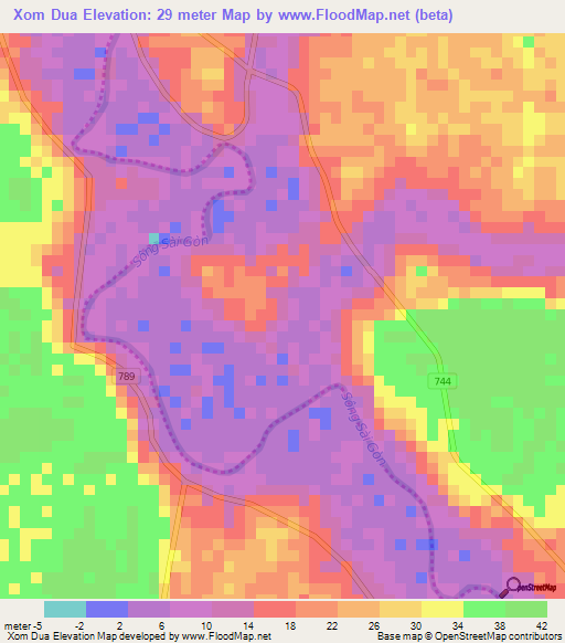 Xom Dua,Vietnam Elevation Map