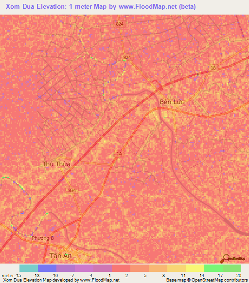 Xom Dua,Vietnam Elevation Map