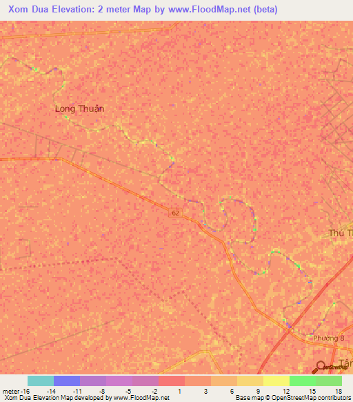 Xom Dua,Vietnam Elevation Map