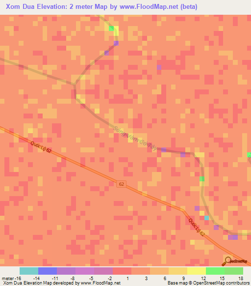 Xom Dua,Vietnam Elevation Map