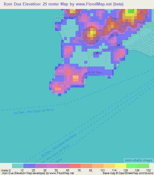 Xom Dua,Vietnam Elevation Map