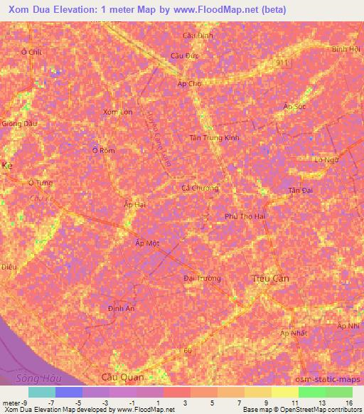 Xom Dua,Vietnam Elevation Map