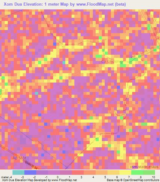 Xom Dua,Vietnam Elevation Map