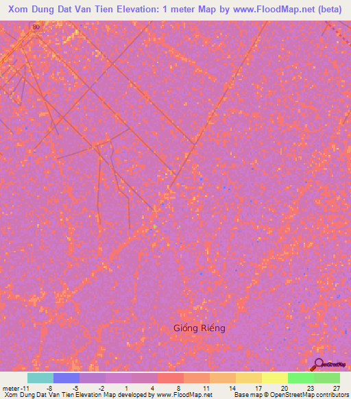 Xom Dung Dat Van Tien,Vietnam Elevation Map