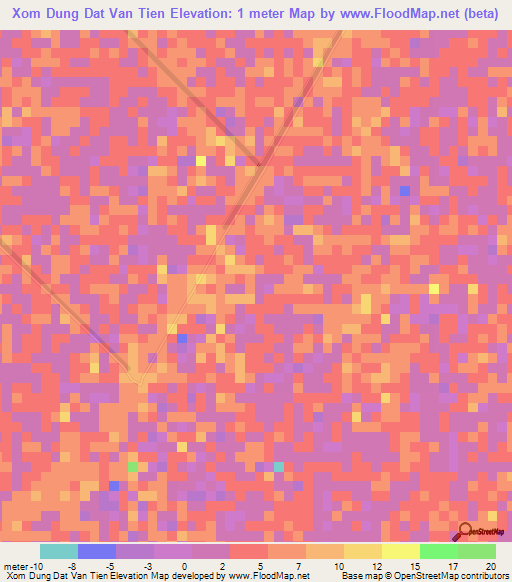 Xom Dung Dat Van Tien,Vietnam Elevation Map