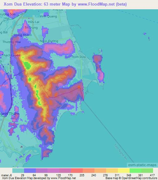 Xom Dua,Vietnam Elevation Map