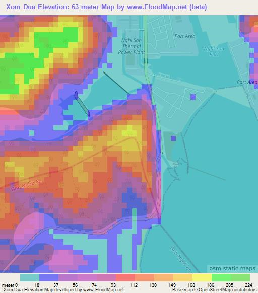 Xom Dua,Vietnam Elevation Map