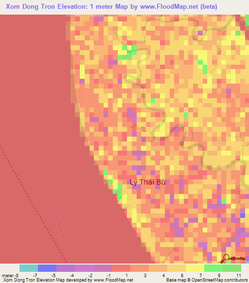 Xom Dong Tron,Vietnam Elevation Map