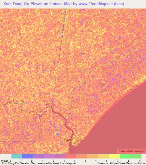 Xom Dong Go,Vietnam Elevation Map