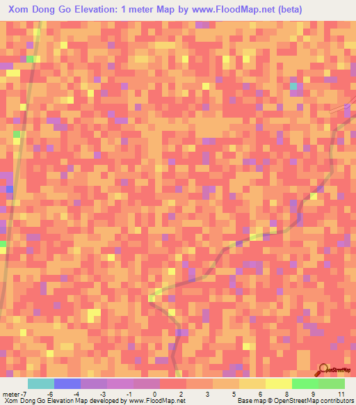 Xom Dong Go,Vietnam Elevation Map